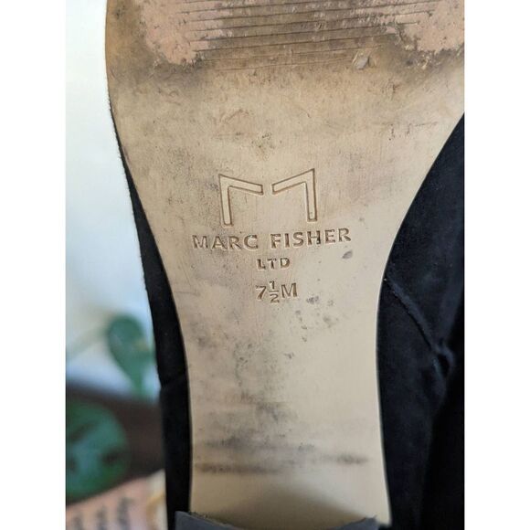 Marc Fisher Black Suede Block Heeled Booties - Size 7.5 - Picture 8 of 9